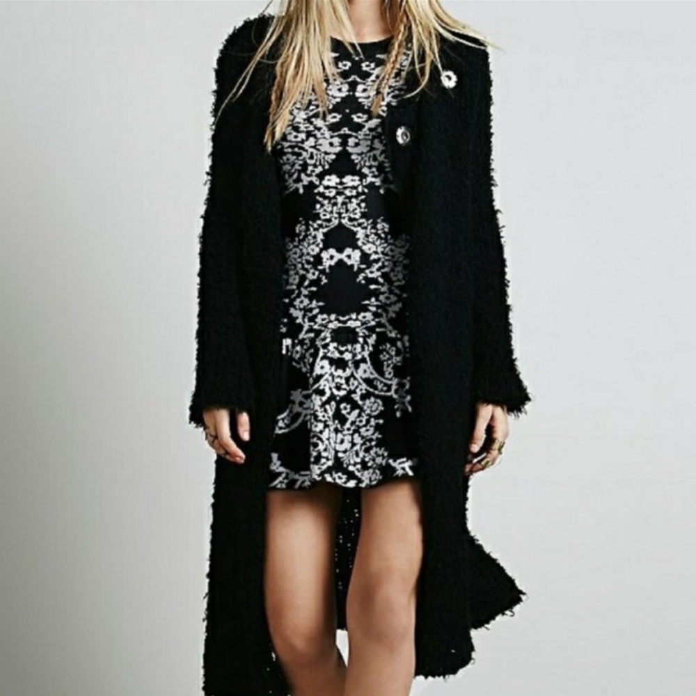 KNITZ by For Love & Lemons Black and White Long Sleeve sweater dress